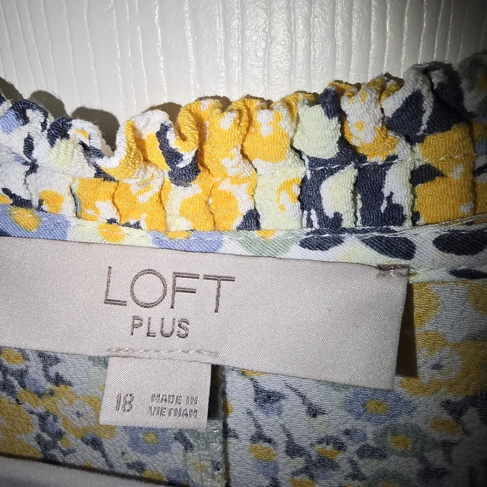 LOFT Yellow and Blue Sleeveless Sundress Casual Midi - Picture 3 of 3